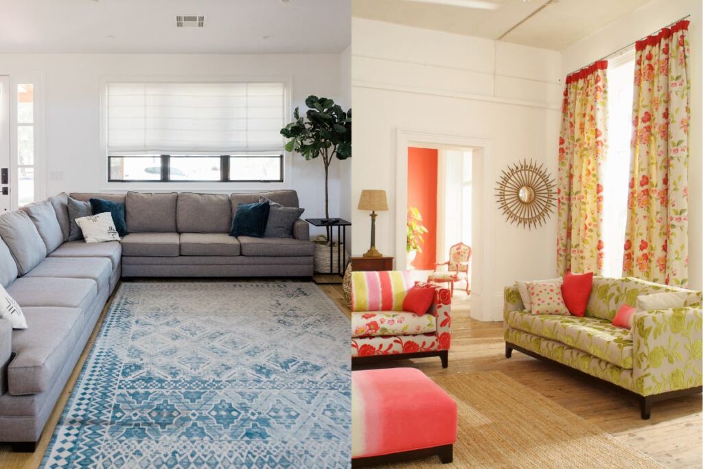 modular vs traditional sofas images placed together