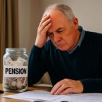 an old person with his right hand palm on his forehead thinking about pension tax raid