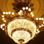 subtle geometry of light design with crystal fixtures like this chandelier
