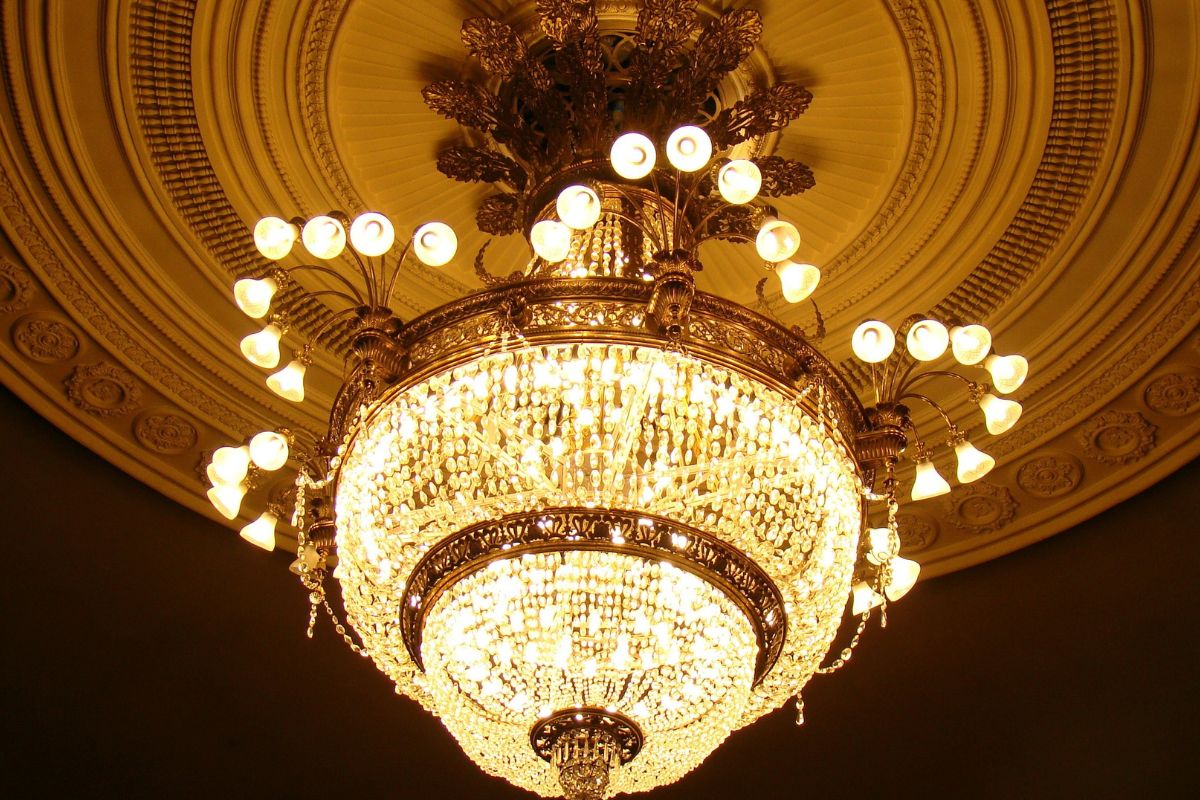subtle geometry of light design with crystal fixtures like this chandelier